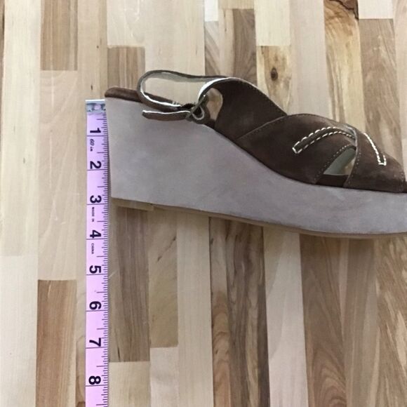 HUSH Puppies brown suede heeled sling back sandals wedges comfy stylish size 7 - Picture 12 of 15